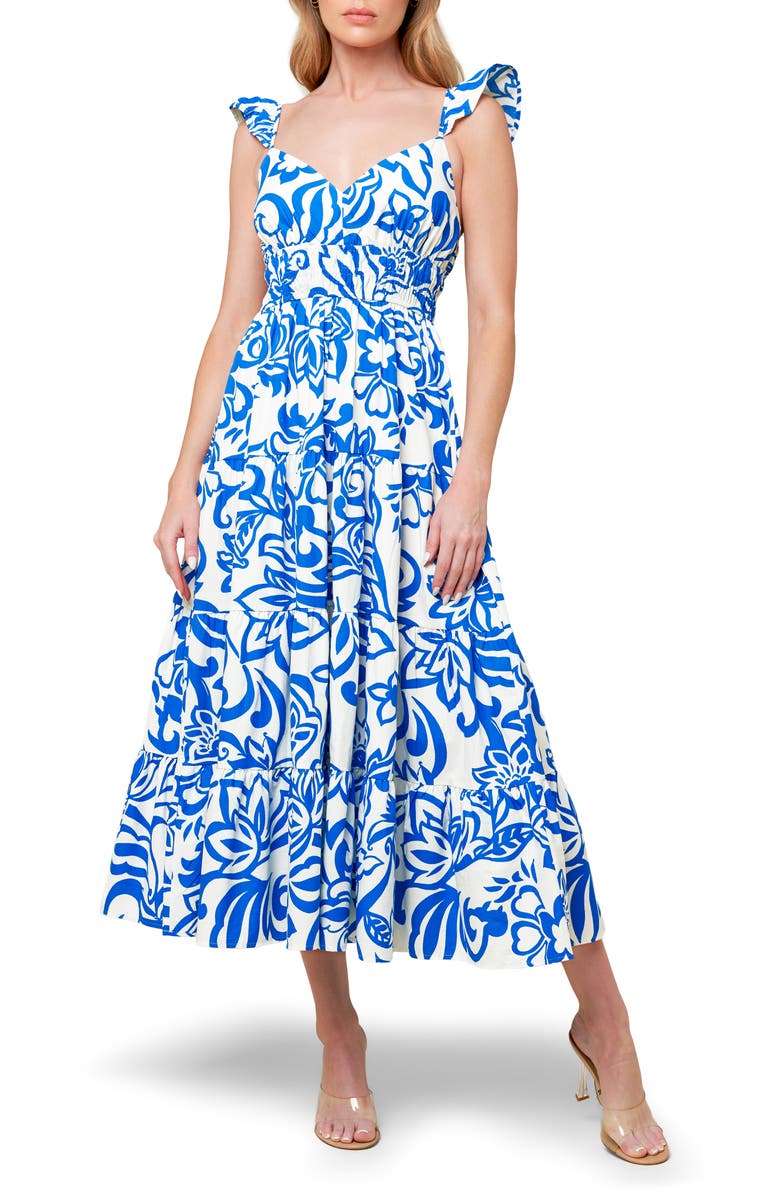 FLYING TOMATO Print Midi Dress, Main, color,