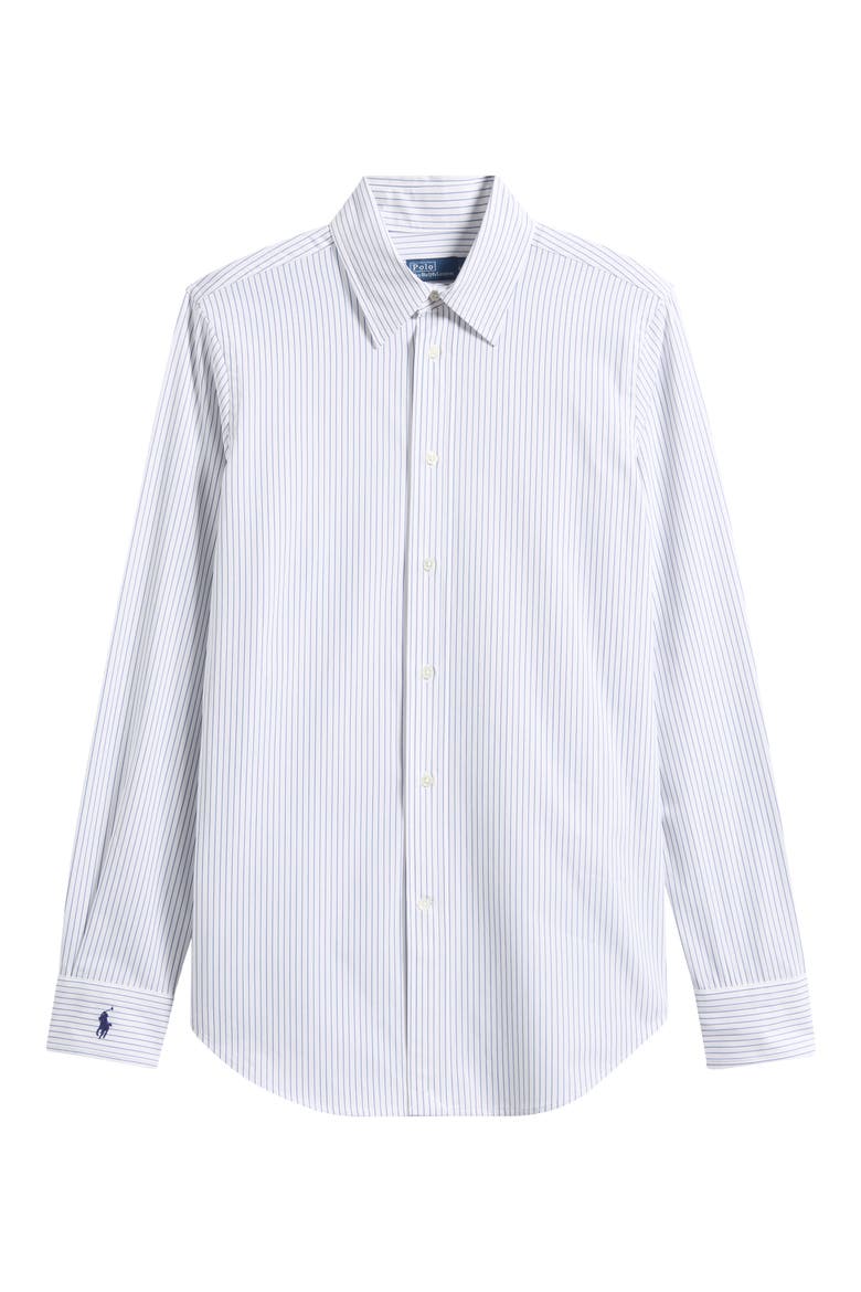 Slim Fit End-On-End Stretch Cotton Button-Up Shirt, Main, color, WHITE-BLUE