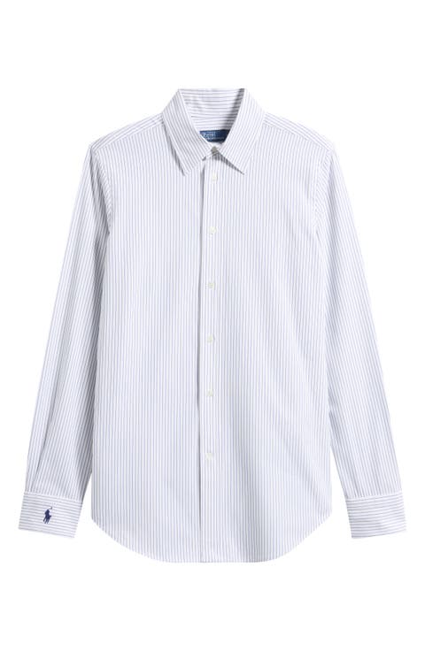 Slim Fit End-On-End Stretch Cotton Button-Up Shirt