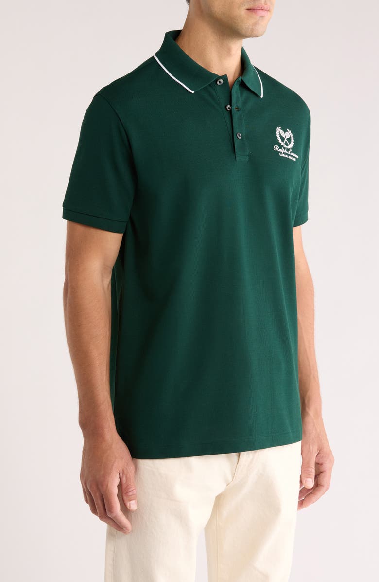 Ralph Lauren Purple Label Embroidered Cotton Piqué Polo, Alternate, color, Moss Agate