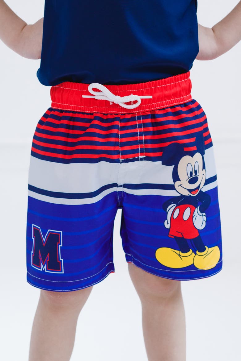 Mickey Mouse Swimwear Swim Trunks, Alternate, color, Mickey Navy Stripe