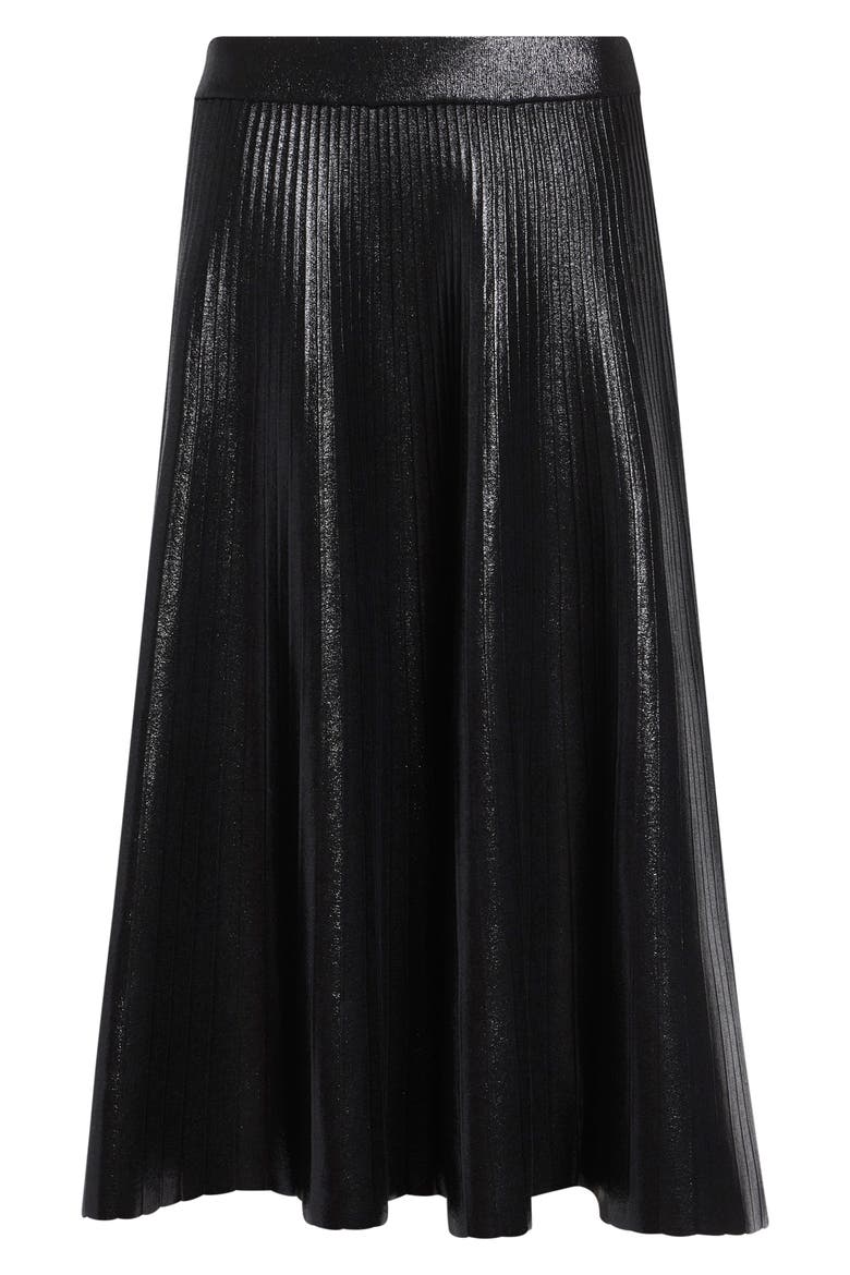 Anya Shimmer Pleated Skirt, Main, color, BLACK