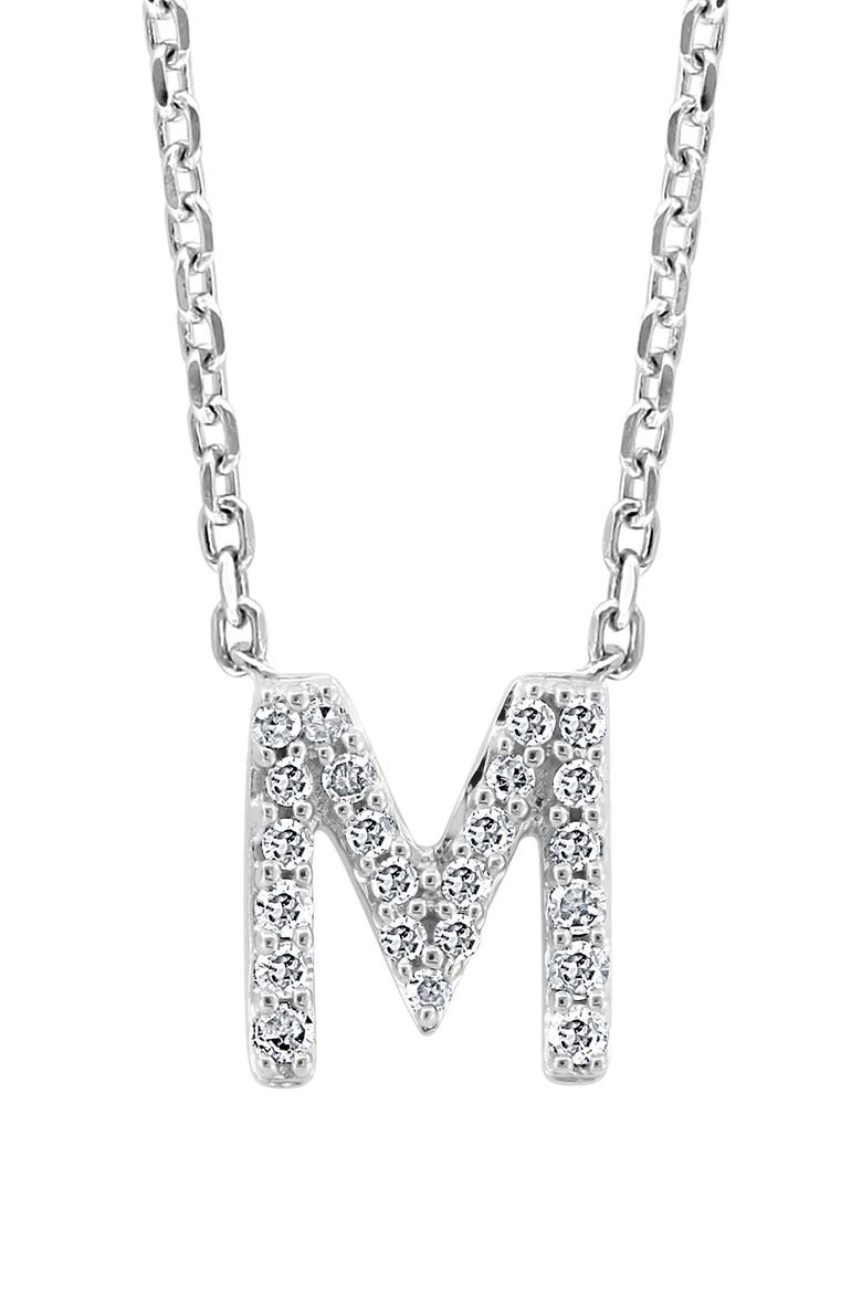 Sterling Silver Pavé Diamond Initial Pendant Necklace - 0.14 ctw., Main, color, WHITE-M