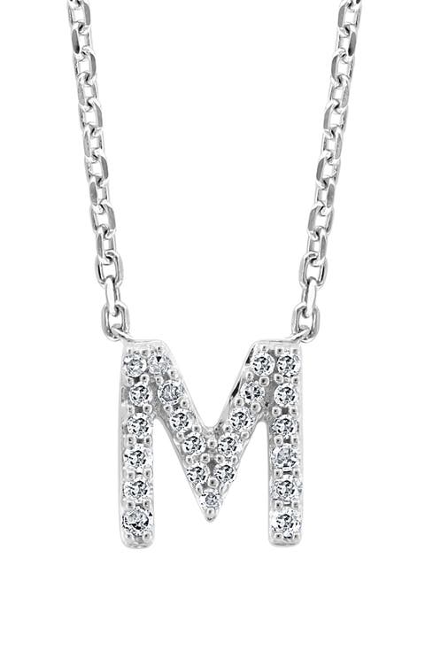 Sterling Silver Pavé Diamond Initial Pendant Necklace - 0.14 ctw.