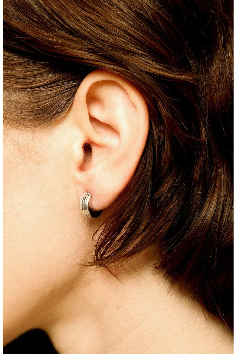 Slim Aurelia Huggie Hoop Earrings, Alternate, color, SILVER