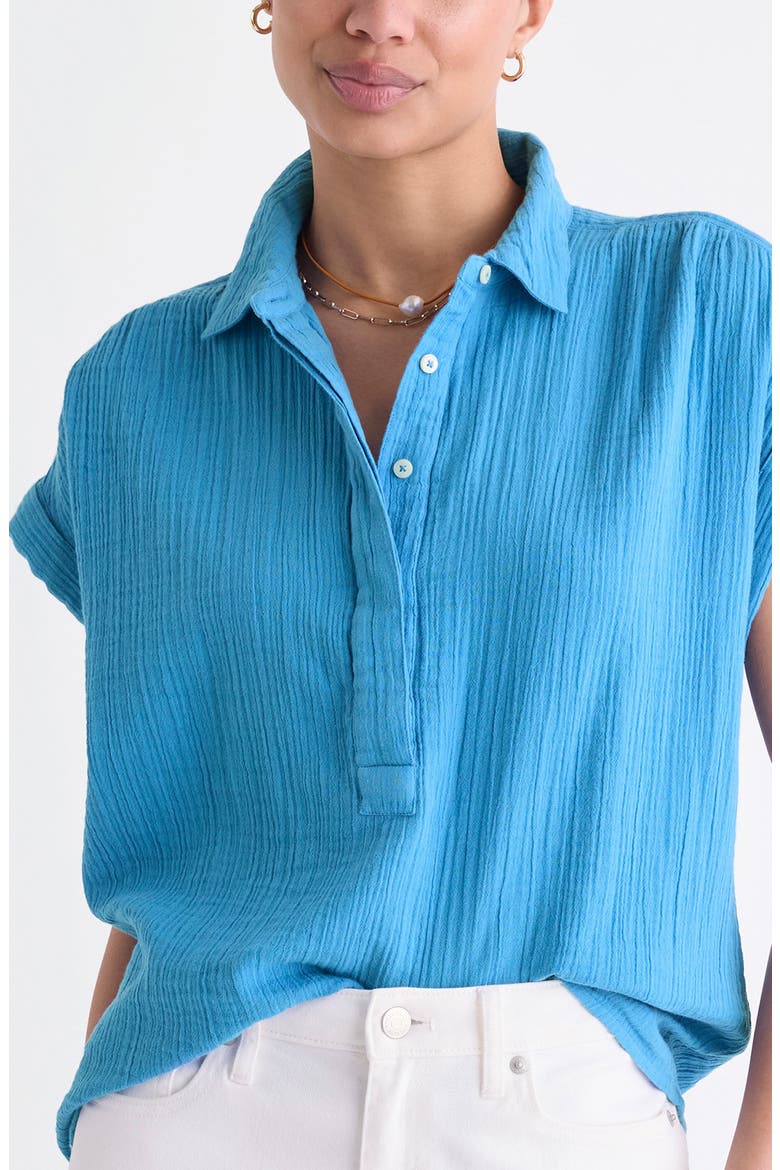 Cotton Short Sleeve Shirt, Main, color, BREAKER BLUE
