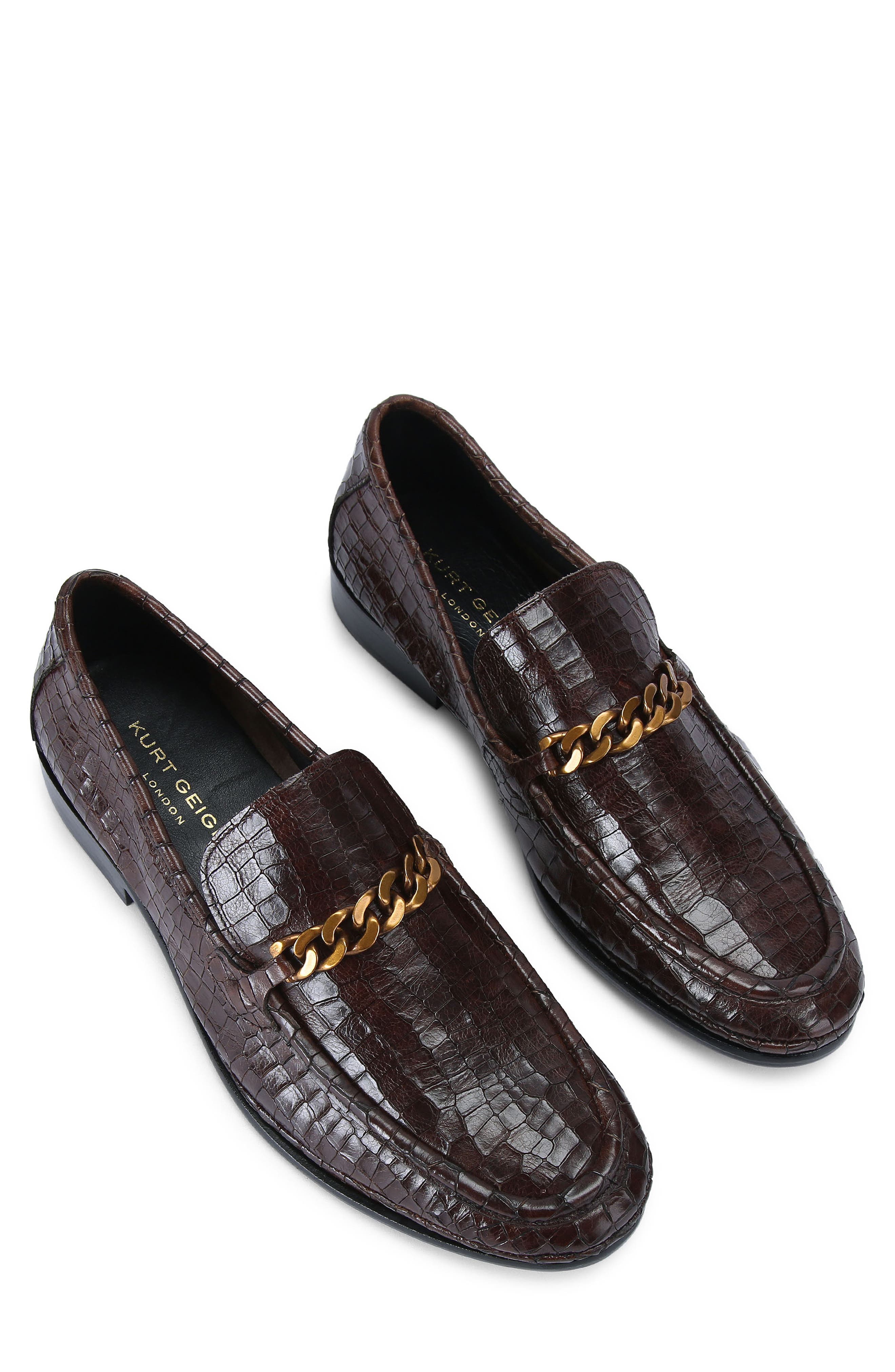Luca Croc Embossed Loafer, Alternate, color, OPEN BROWN