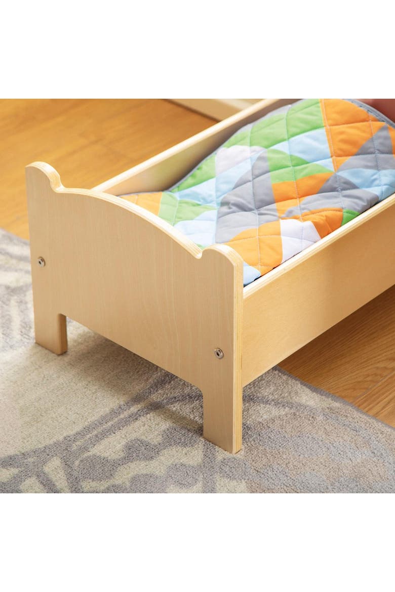 Wooden Doll Bed with Bedding, Alternate, color, Beige