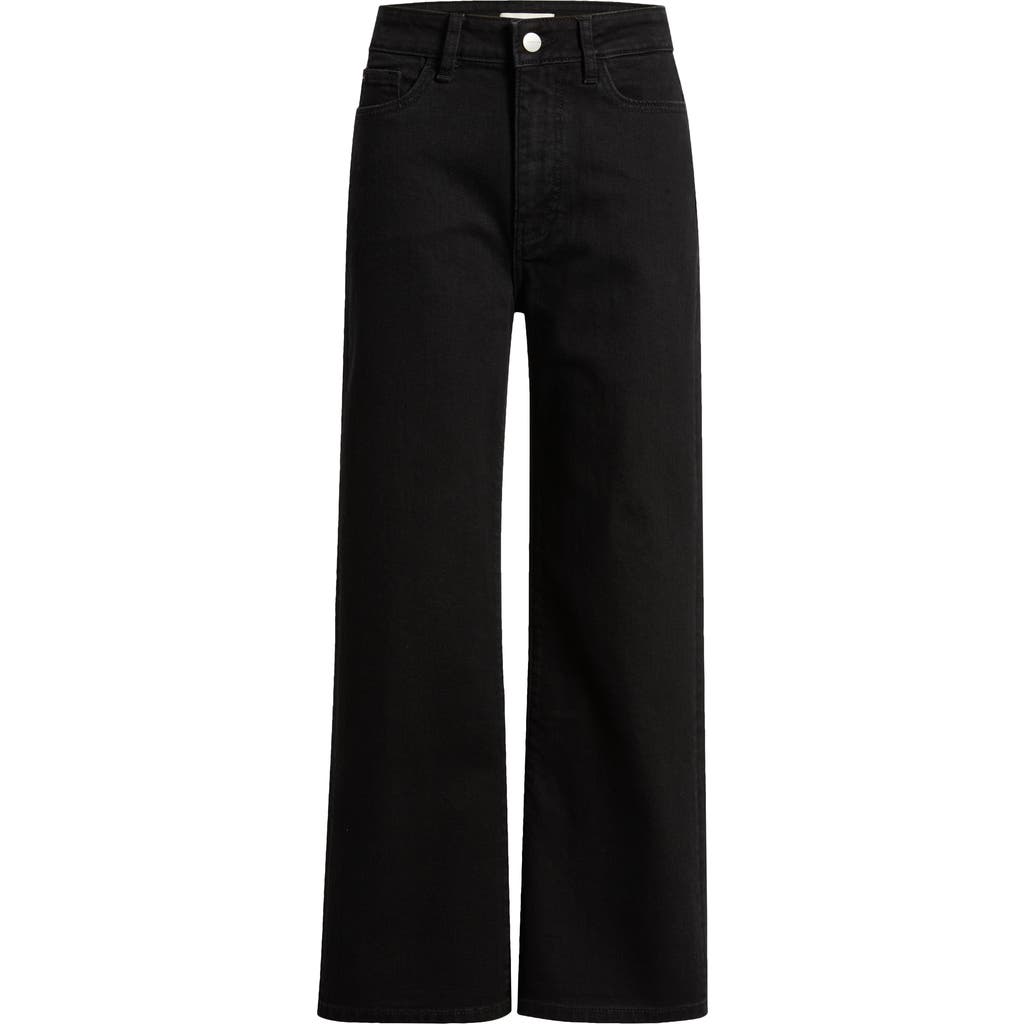 Warp & Weft Warp+weft High Waist Crop Wide Leg Jeans In Black