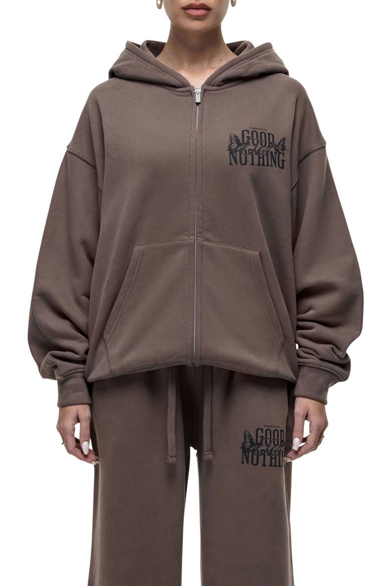 Dakota Taupe Zip Hoodie, Main, color, Brown