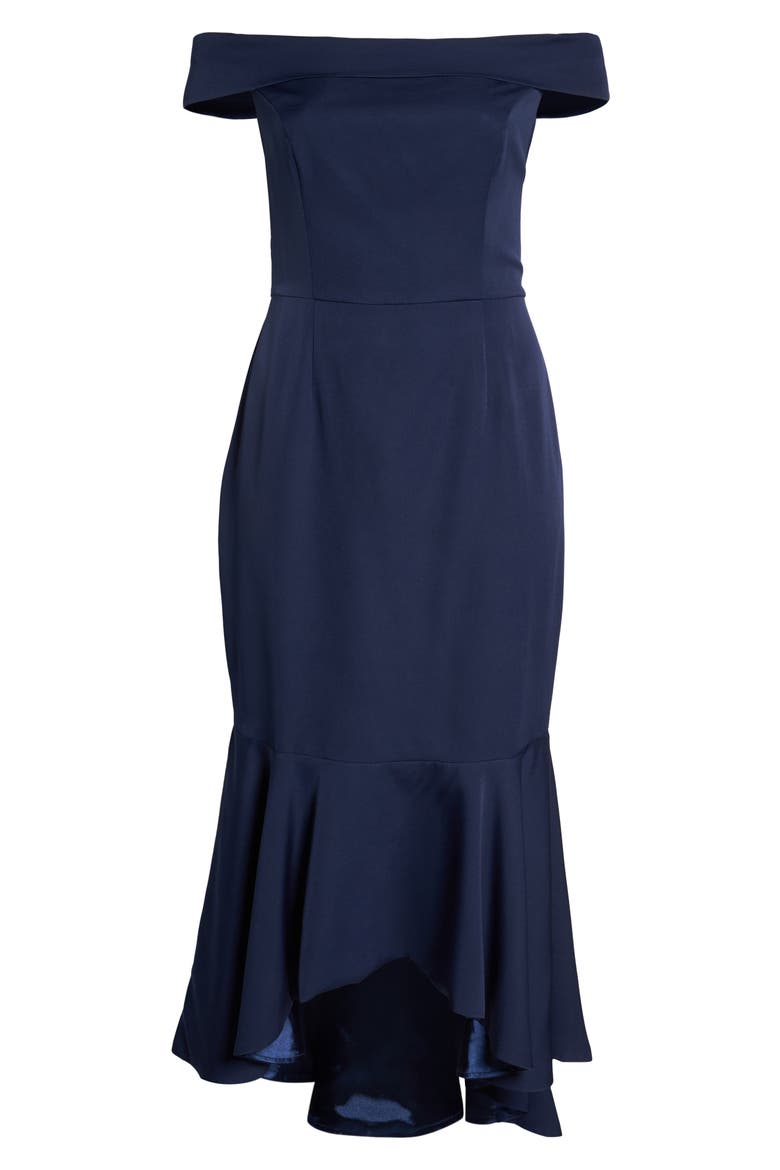 Off the Shoulder Dress, Alternate, color, NAVY