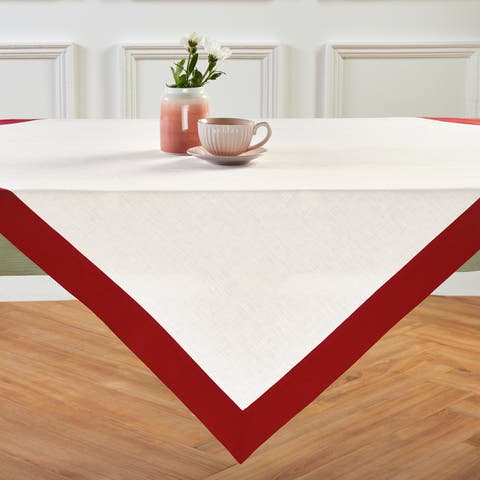 Linen Table Throw 52 x 52 Inch for Dining Table, Holiday and Everyday Table Decor - Contempo