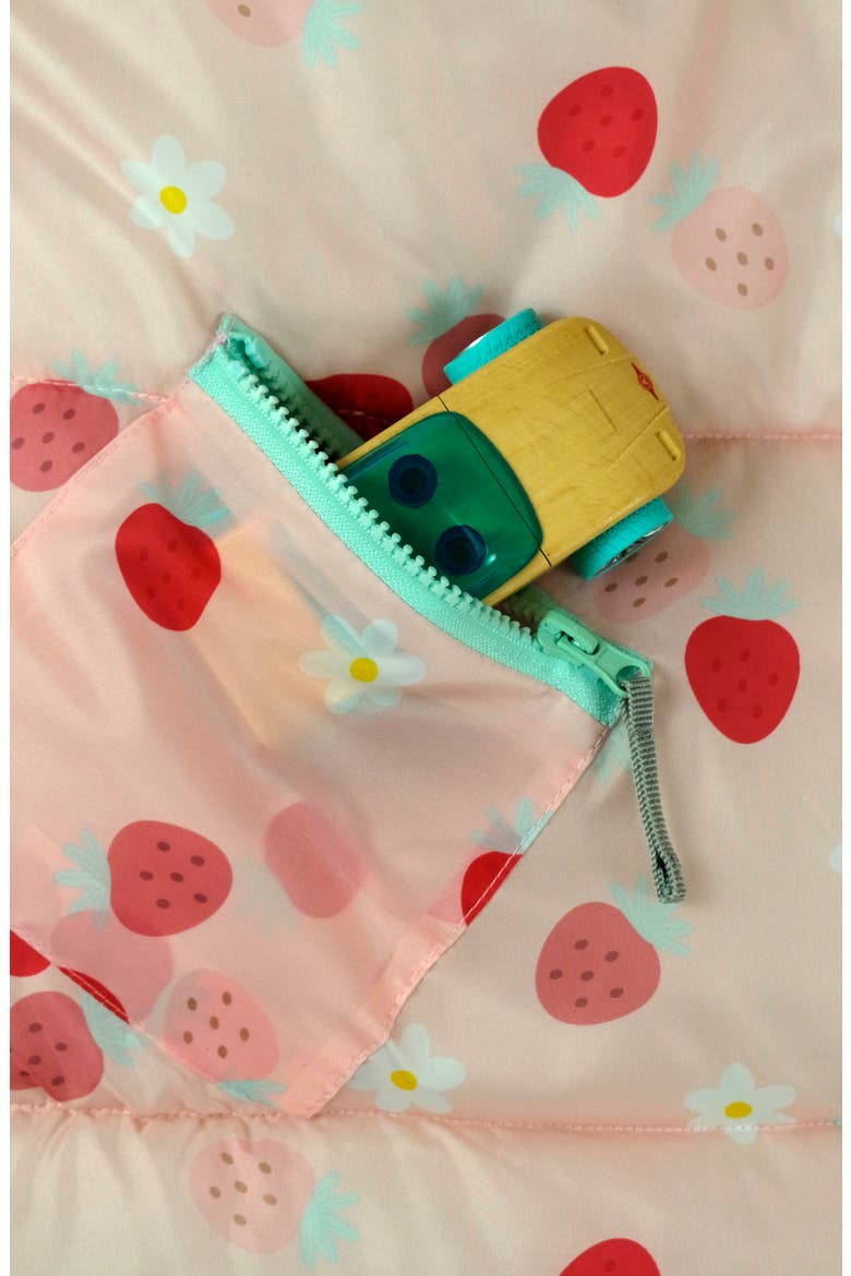 Kids' Sleep-n-Pack Strawberries & Daisies Print Sleeping Bag Backpack, Alternate, color, STRAWBERRIES & DAISIES