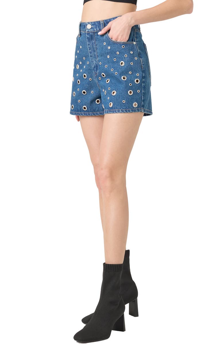 BLANKNYC Grommet High Waist Denim Shorts, Alternate, color, Silver Dreams