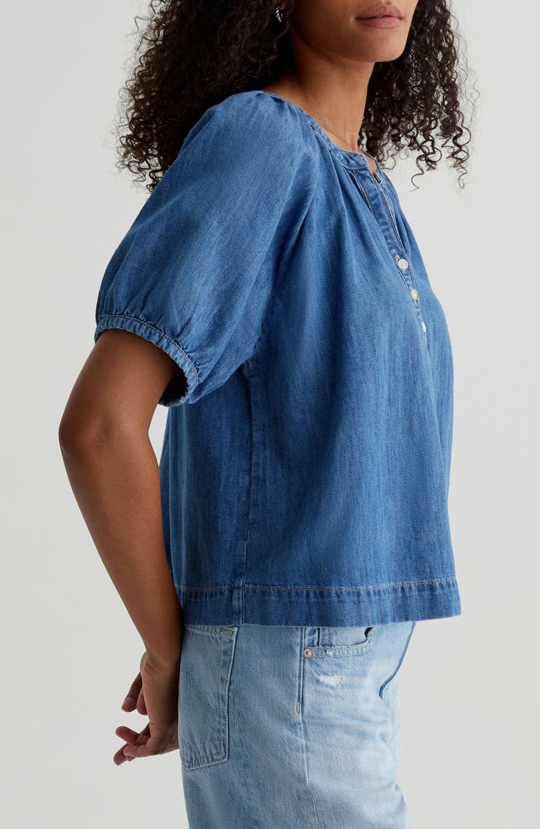 AG Holly Puff Sleeve Denim Shirt, Alternate, color, 