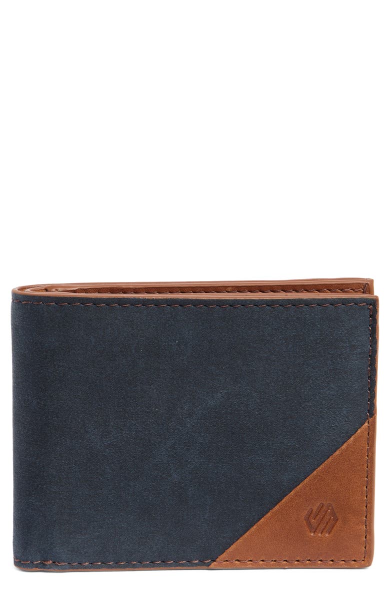 Johnston & Murphy Antique Canvas & Leather Bifold Wallet, Main, color, Navy