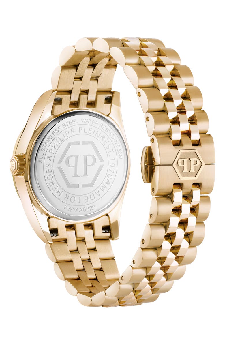 PHILIPP PLEIN Date Superlative Bracelet Watch, 34mm, Alternate, color, Ip Yellow Gold