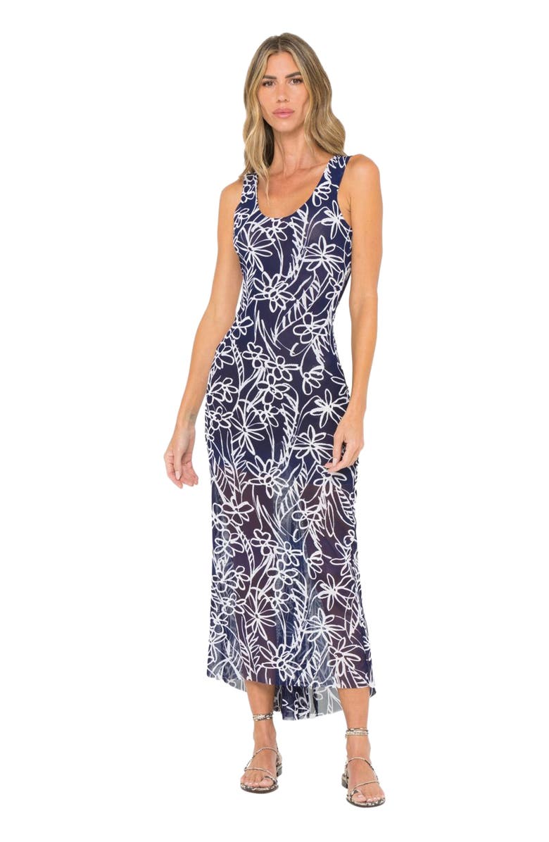 JBQ India Dress, Main, color, Navy/White Floral