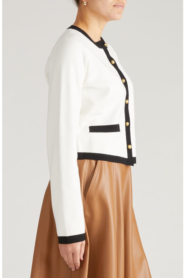 Gabrielle Cardigan, Alternate, color, CREAM/ BLACK ACCENTS