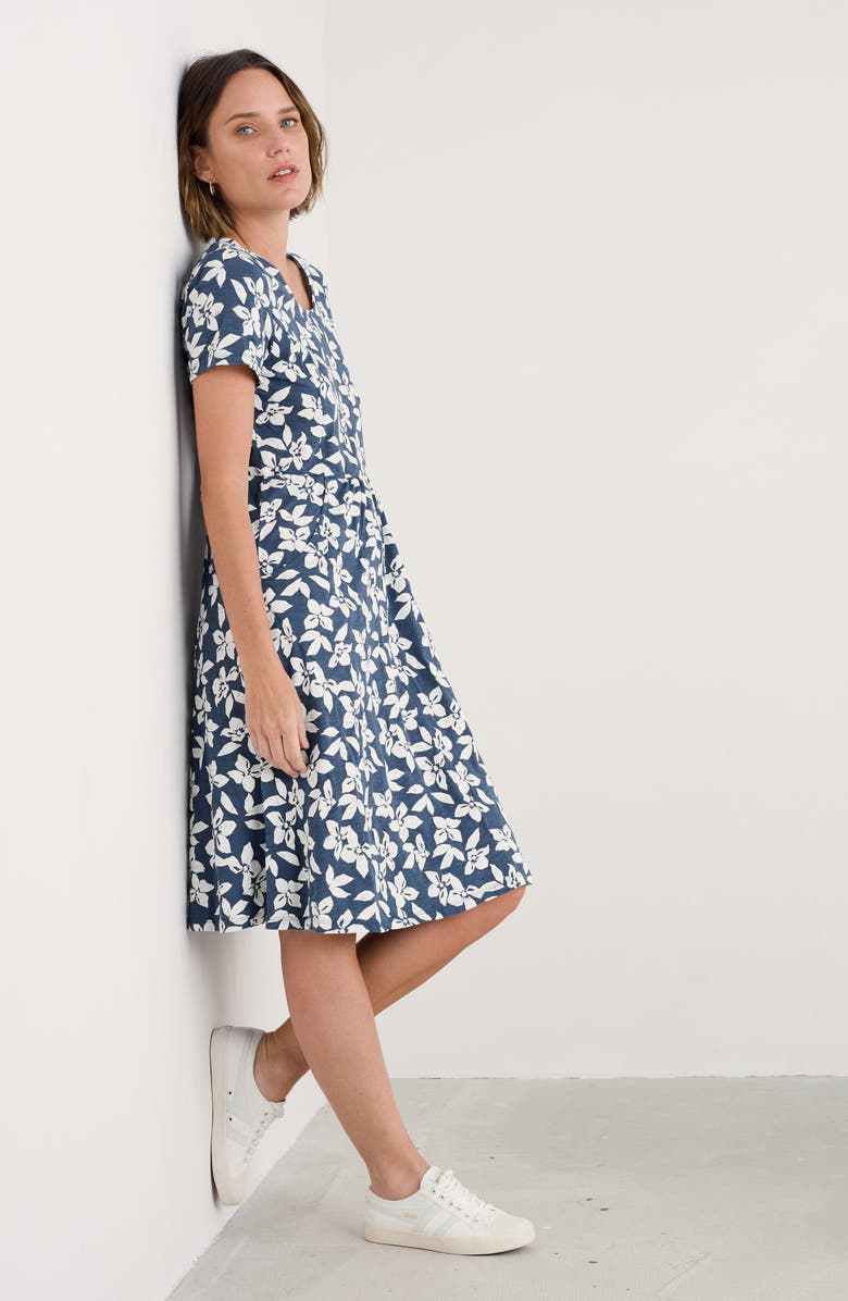 Seasalt Cornwall Enor Floral Organic Cotton Fit & Flare Dress, Alternate, color, Paper Floral Ship