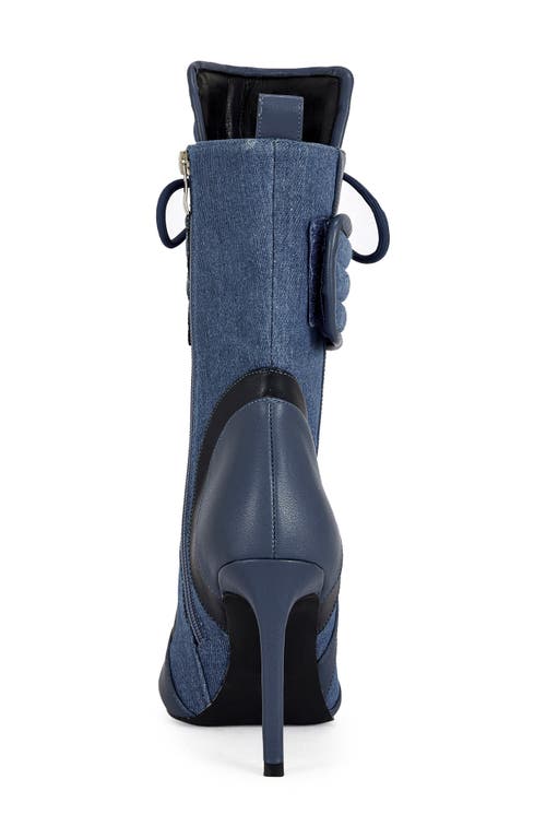 Azalea Wang Amada Patchwork Bootie In Blue