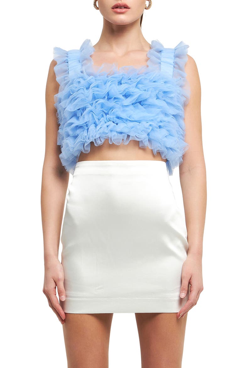 Ruffle Tulle Crop Tank, Main, color, POWDER BLUE