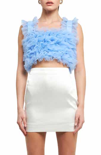 Ruffle Tulle Crop Tank