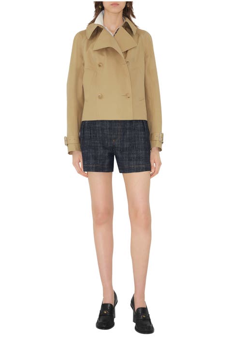 Cropped Cotton Trench Jacket