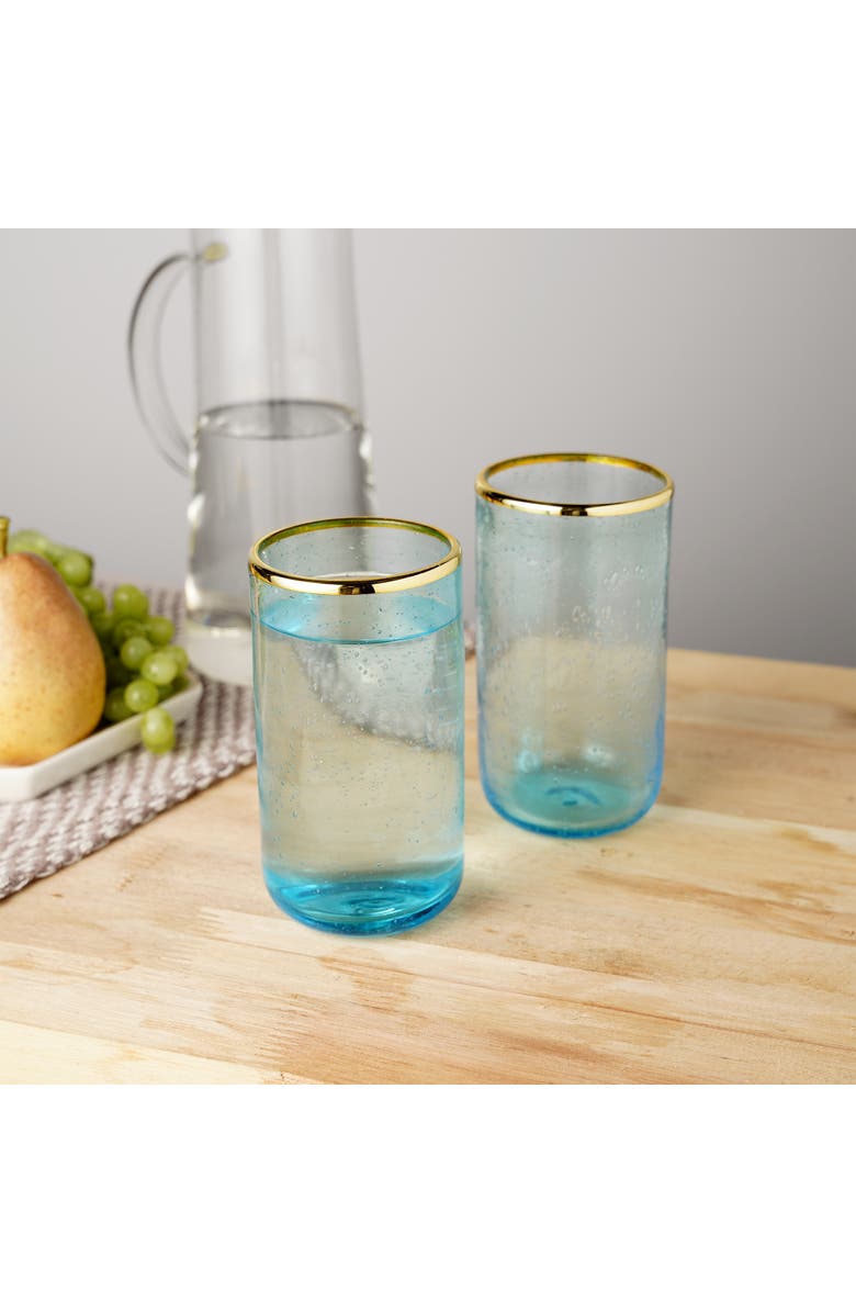 TWINE Aqua Bubble Glass Tumblers Set of 2, Alternate, color, Blue