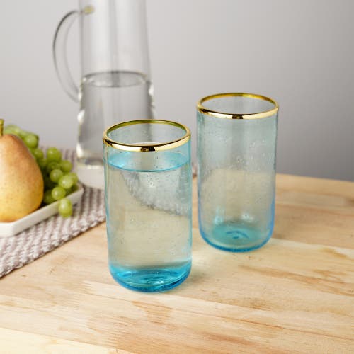 Twine Aqua Bubble Glass Tumblers Set Of 2 In Blue