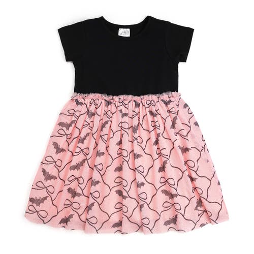 Sweet Wink Bat Trellis Halloween Short Sleeve Tutu Dress In Multi