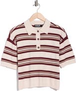 INTERNATIONAL DESIGNER Stripe Short Sleeve Crop Polo Sweater