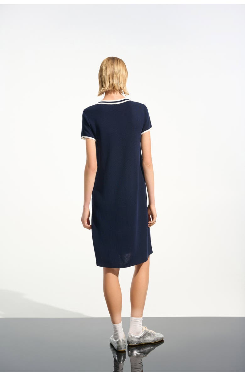 JOSEPH RIBKOFF Viscose Knit A-Line Dress With Rib Trim, Alternate, color, Indigo/Vanilla