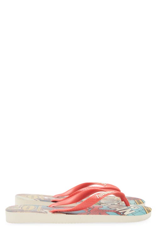 Havaianas X Marvel Flip Flop In Beige/red