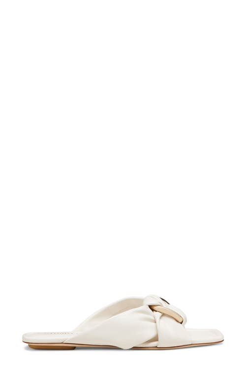 Stuart Weitzman Cece Twisted Leather Ring Slide Sandals In Cream.