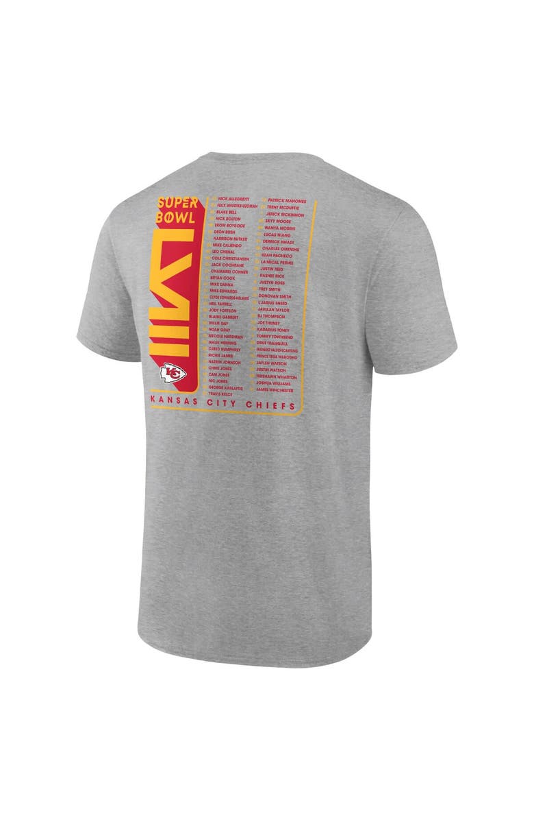 FANATICS Men's Fanatics Branded Heather Gray Kansas City Chiefs 2023 AFC Champions Two-Sided Roster Big & Tall T-Shirt, Alternate, color,