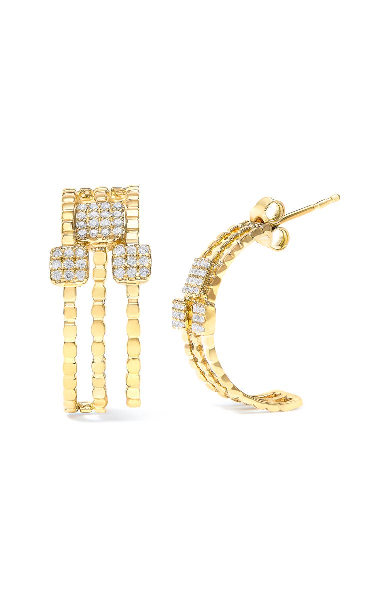 Haus of Brilliance 14K Yellow Gold Plated Silver 1/4 Cttw Diamond Link Dangle Stud Earrings, Main, color, Yellow