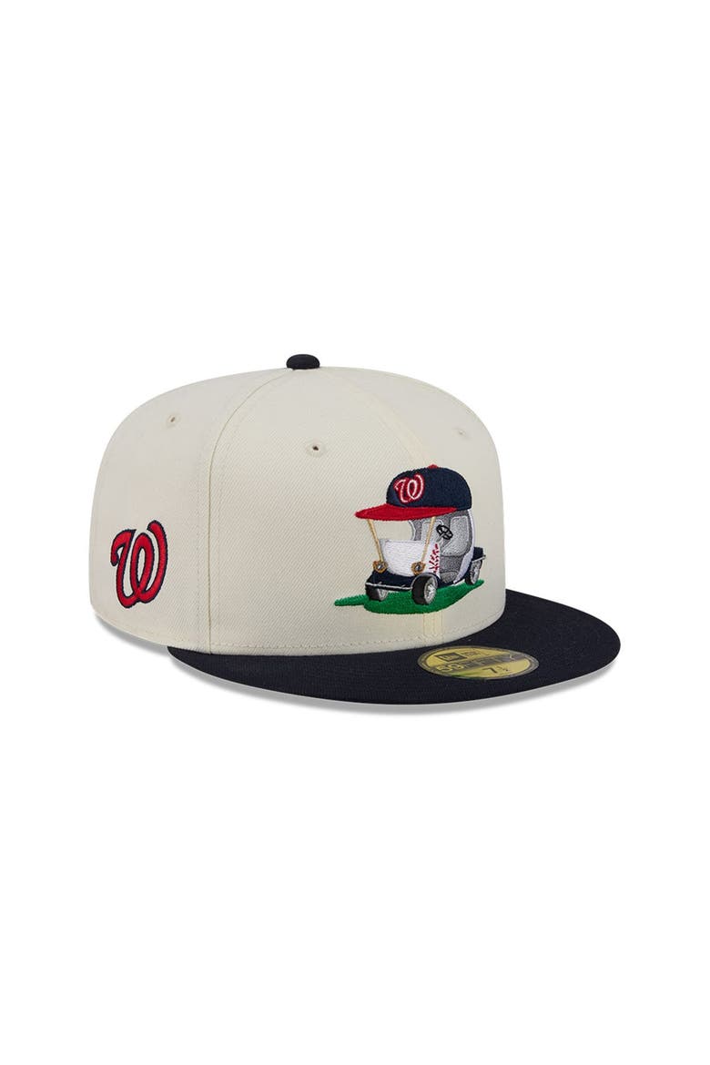 Men's New Era  Cream/Navy Washington Nationals Bullpen Cart 59FIFTY Fitted Hat, Main, color, Cream