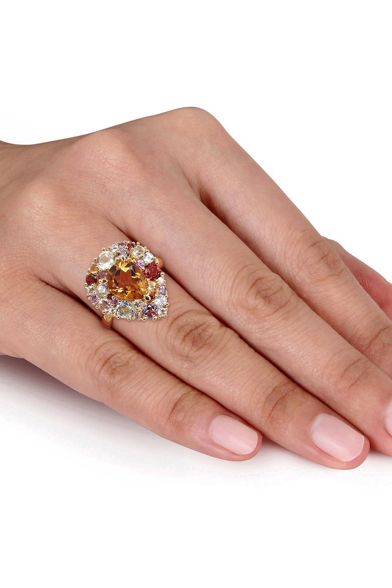 Diamond, Madiera, Citrine Amethyst, Rose de France, Blue Topaz, Sky Garnet, & Prasiolite Ring - 0.20 ctw., Alternate, color, MULTI