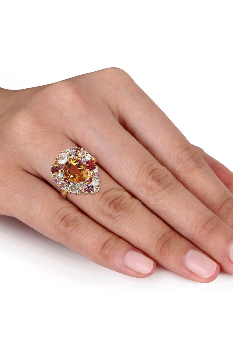 DELMAR Diamond, Madiera, Citrine Amethyst, Rose de France, Blue Topaz, Sky Garnet, & Prasiolite Ring - 0.20 ctw., Alternate, color, Multi