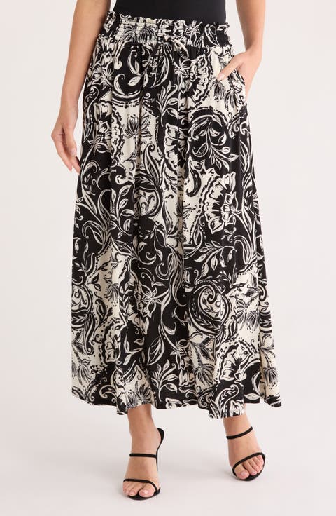 Floral Smocked Waist Maxi Skirt