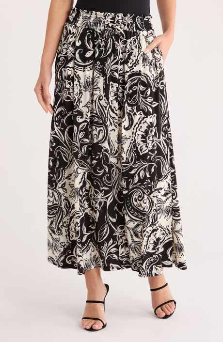 Ellen Tracy Floral Smocked Waist Maxi Skirt