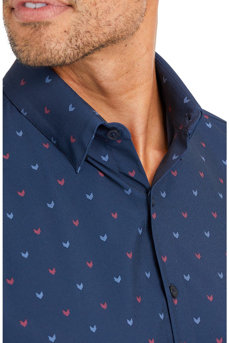 Lightweight Leeward Stretch Print Button-Up Shirt, Alternate, color, RED AND NAVY ARROW PRINT