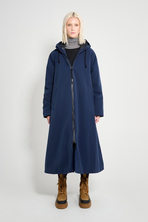 Stutterheim Mosebacke Long Matte Winter Coat In Blue