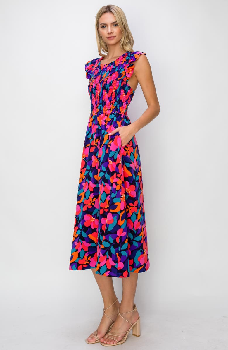 MELLODAY Smocked Fit & Flare Dress, Alternate, color, 