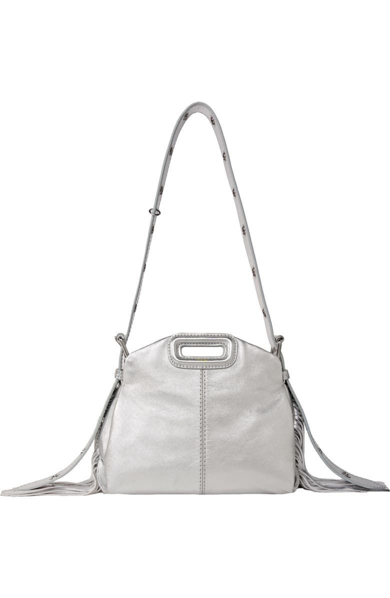 maje Miss M mini metallic leather bag, Main, color, Silver