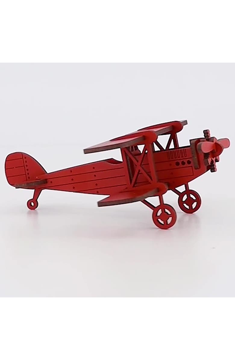 Little & Wood Woodlet Biplane, 3D Wooden Vehicle Puzzle Kit, Ages 6+, Alternate, color, Multicolored