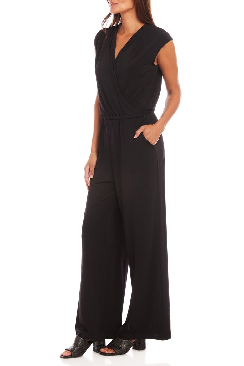 Travel Jersey Sleeveless Jumpsuit, Alternate, color, BLACK/BLACK