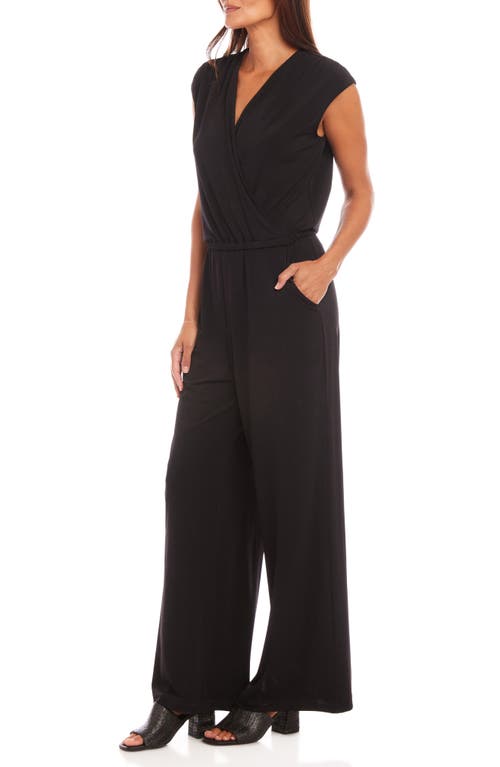 Karen Kane Sleeveless Travel Jersey Jumpsuit In Black/black