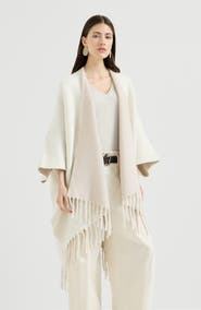 Brunello Cucinelli Wool and cashmere double knit reversible poncho